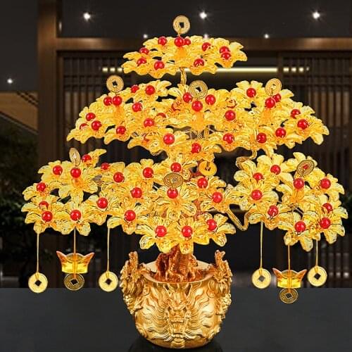 Feng Shui Money Lucky Rich Tree Craft Natural Crystal Office Creative Home Room Decor