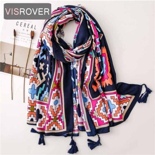 Purple/white Beach scarf luxury brand viscose big scarf hijab geometric printing shawl womens scarfs fashionable spring Wrap