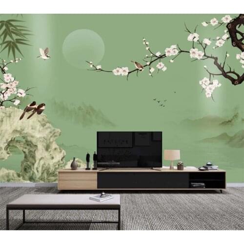 Wellyu Customized Wallpaper 3d Chinese Gongbi Plum Blossom Flower Bird Background Living Room Bedroom Background Wallpaper