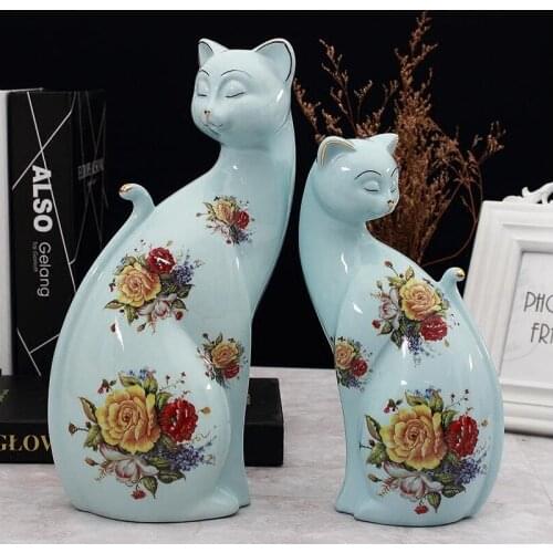 EUROPEAN CREATIVE CERAMIC CAT ORNAMENTS HOME LIVINGROOM DECORATION CRAFTS OFFICE COUPLE LOVERS CAT FURNISHING DECOR WEDDING GIFT