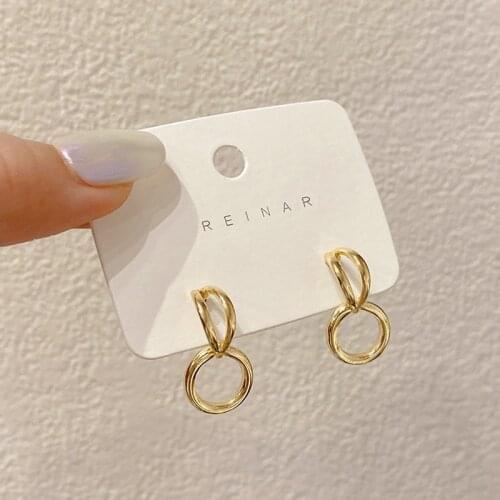 LOVOACC Minimalist Metallic Circle Earrings for Women Female Gold Color Alloy Geometric Drop Earrings Statement Party Jewelry