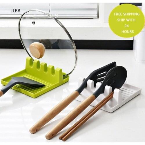 Spoons Pot Cover Shovel Spoon Rest Plastic Bracket Organizer Plastic Shelf Chopsticks Holder Non-slip Spoons Kitchen Utensil