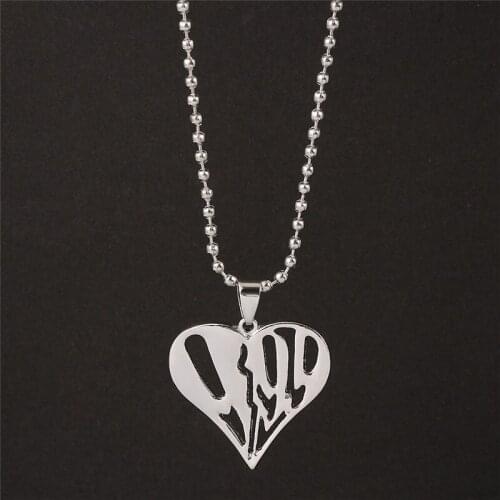 2020 Fashion Heart Pendant Rapper Juice Necklace Aesthetic Kpop Retro Egirl BFF Stainless Steel Bead Chain Collares Jewelry