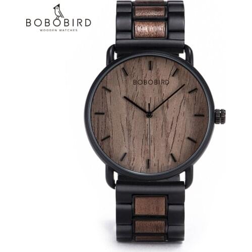 BOBOBIRD Men Business Watch Wood Wrist watches Wooden Stainless steel as Best Gift erkek kol saati dropshipping