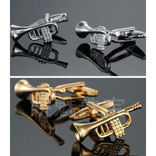 10pairs/lot Music Instrument Horn Cufflinks Trombone Trumpet Cuff Link Mens Jewelry Accessory Wholesale