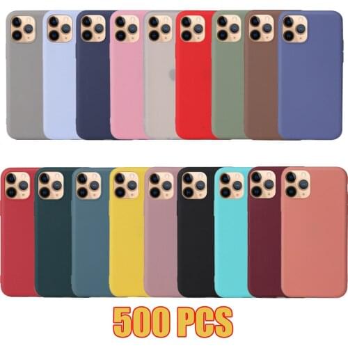 500pcs Candy Color Soft Silicone Rubber Case Matte Slim Protective Cover For iPhone 13 Pro Max 12 Mini 11 XS XR X 8 7 Plus SE