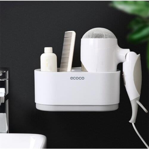 Wall Mounted Hair Dryer Rack Holder Bathroom Shelf Storage Box Hair Dryer Organizer Toothbrush Holder Rack Bathroom Accessories