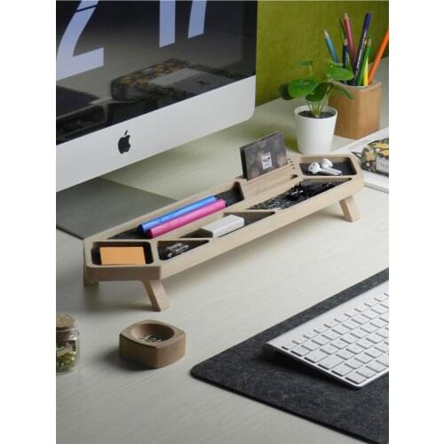 Slash Desk Organizer Office Wood Organizer (smoked) Multi-function Wooden Desktop Pen Holder Office Stationery Storage Phone Pen