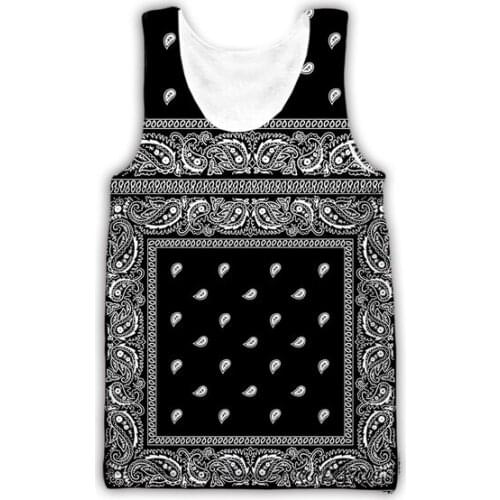 New Bandana Pattern 3D Print Causal Clothing Fashion Men Women Tracksuits Crewneck Hip Hop Vest Size S-5XL mesh top