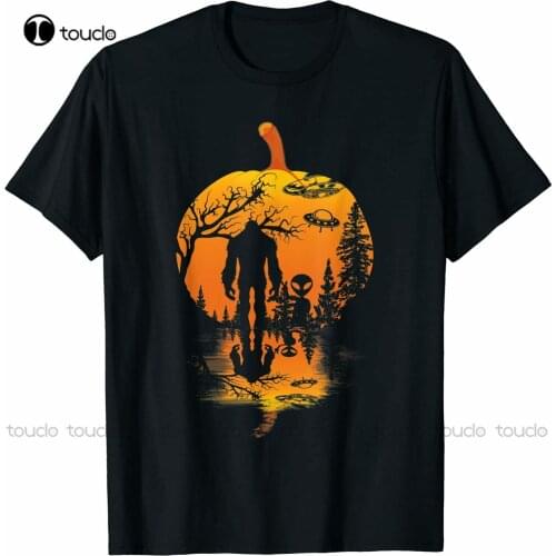 New Bigfoot Alien Ufo Pumpkin Silhouette Funny Halloween Costume T-Shirt Size S-5Xl Women T Shirt Cotton Tee S-5Xl Unisex