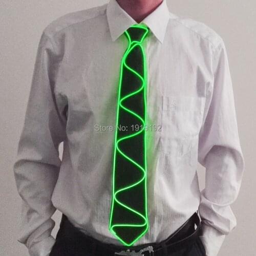 New Hiphop Clubs Fashion Glowing Flashing EL Wire DJs, Tie for party ,bar,club with 3V Flashing or Sound Active driver