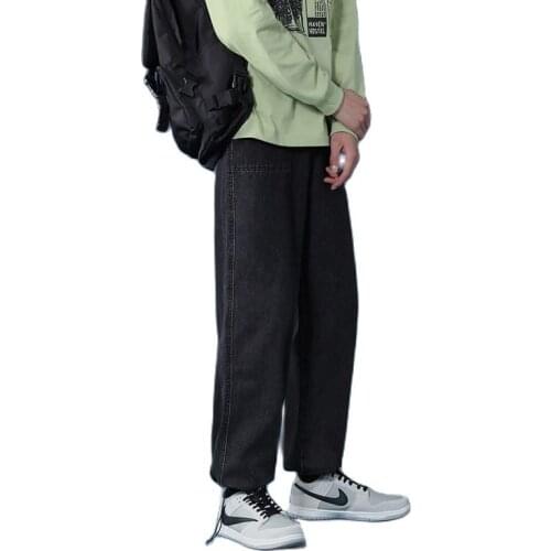 Bunch jeans mens close-up and small feet loose trend Hong style spring and autumn students all-match Harlan casual pants