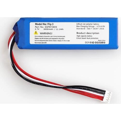 New 3000MAh Li-Polymer Battery 3.7V GSP872693 for JBL Flip 3 Rechargeable Replacement