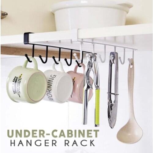 Under Cabinet Hanger Rack 6 Hooks Kitchen Cupboard Storage Cupboard Shelf Hook AUG889