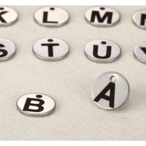 New design Engraved stainless steel charms -Single alphabet capital charm from A TO Z 10mm