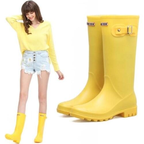 Ladies Waterproof Rainboots Female Knee-high Fashion Rubber Rain Boots Girls Shoes Rainboot PVC Water Shoes