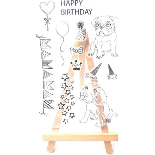 Puppy Birthday Transparent Clear Silicone Stamp Seal DIY Scrapbooking Stencil Coloring Embossing Decor Office School Supplies