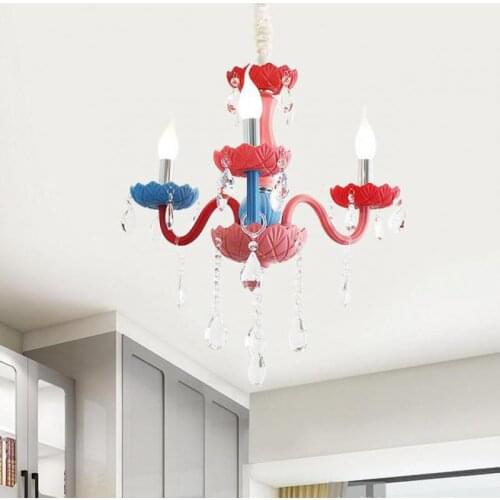 Restaurant Blue Crystal Lamp Led Mini Chandelier Lighting for bedroom Dining Room kindergarten pink Chandelier Lamp lustre light