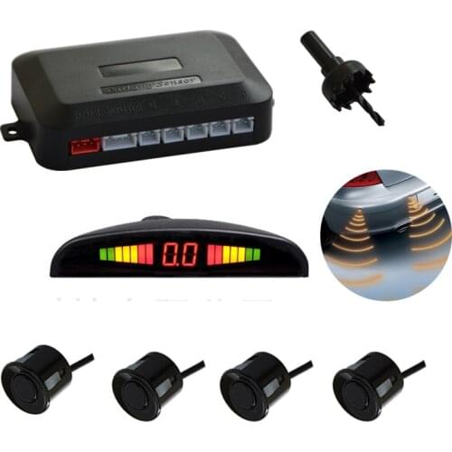 Universal LED Parking Sensor Kit Display Buzzing Sound Car Parking Assistance Reverse Backup Radar Monitor System with 4 Sensors