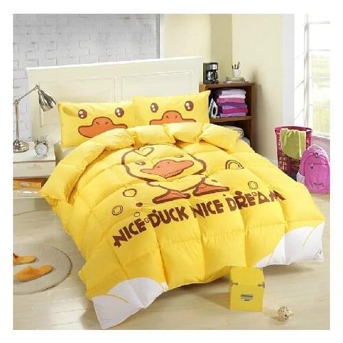 Yellow Duck Cartoon White Duck Down Comforter Brands edredon casal solteiro edredom plumone de pluma Quilted Patchwork Bedspread
