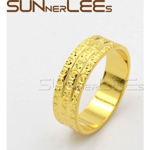 SUNNERLEES New Fashion Jewelry Mens Womens Lovers Wedding Gift Stars Pattern Frosted Gold-Color Rings R57 Y