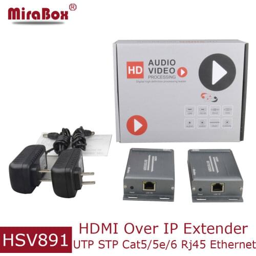 Mirabox TCP IP HDMI UTP Extender Cat5 by Rj45 with Audio Extractor HD 1080P HDMI Transmitter Receiver via Cat5e/Cat6 over IP