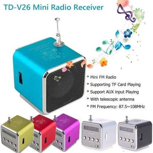 Universal TD-V26 Mini Digital FM Radio Speaker Portable FM Radio Receiver with LED Display Screen Loudspeaker Support TF Card
