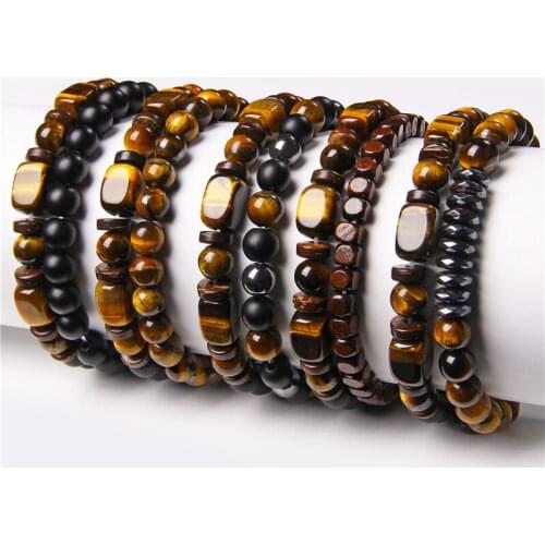 Quality 2pcs Charm Paired Bracelet for Men Womens Bracelets Natural Tiger Eye Stone Beads Bracelet Couple Gift Friend Wholesale