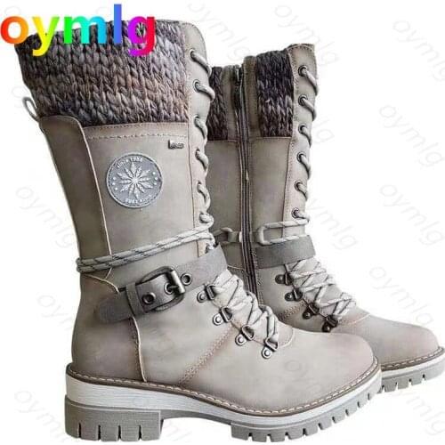 Plus size womens boots new European and beautiful womens front lace-up rider boots mid-tube square heel round toe Martin boots