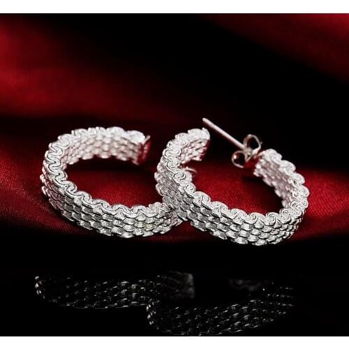 Fashion 925 Sterling Silver Earring For Women Round Stud Earring Christmas Gift Party Wedding Jewelry Free Shipping