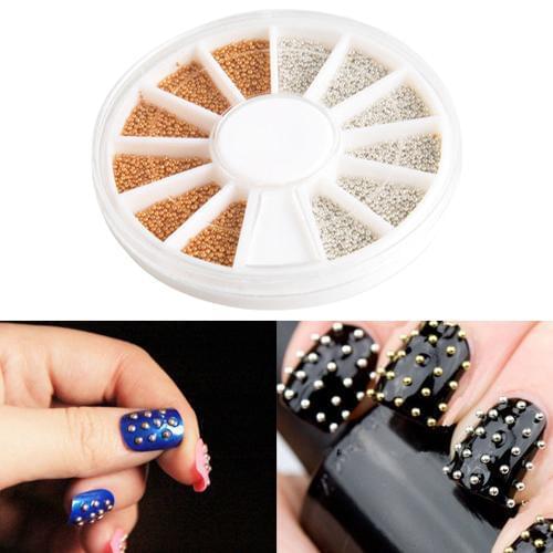 1200pcs Golden Silver Glitters 3D Design Nail Art Decoration Stickers Metallic Studs