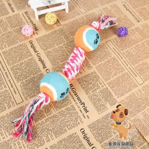 1PC Pet Dog Toy Molar Interactive Toy Double Tennis Hand-resistant Bite Toy