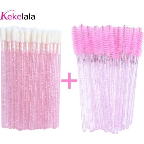 100Pcs Disposable Micro Lip Brushes Eyelash Mascara Wands 2 In 1 Bundle Sale Glitter Cotton Swab Makeup Tools Beauty Applicators