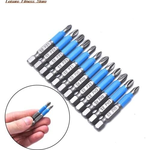 12pcs Anti Slip Electric Screwdriver Bits Hex Shank PH 50mm Single Side Drills
