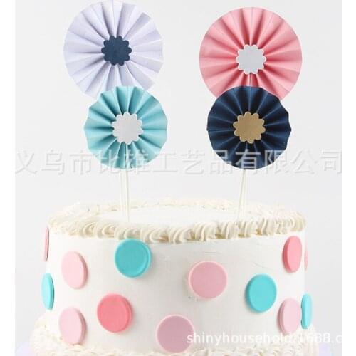 2Pcs/lot Paper Fan Cake Topper Cupcake Toppers Kids Birthday Party Baby Shower Cake Decoration Flags Wedding Favor Supplies
