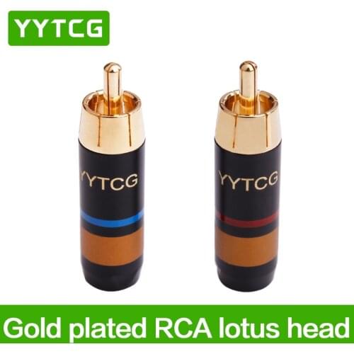 4PCS Copper RCA Plug Audio Cable Male Connector Adapter Connector Soldering Phono Male for 7mm Cable