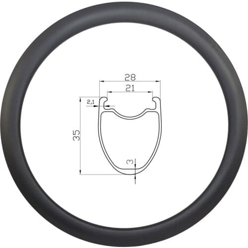 415g 255TG V Brake 700C 35mm Tubeless Clincher Road Bike Carbon Rim 21mm Inner Width Vbrake Bicycle Wheel 16 18 20 24 28 32 Hole