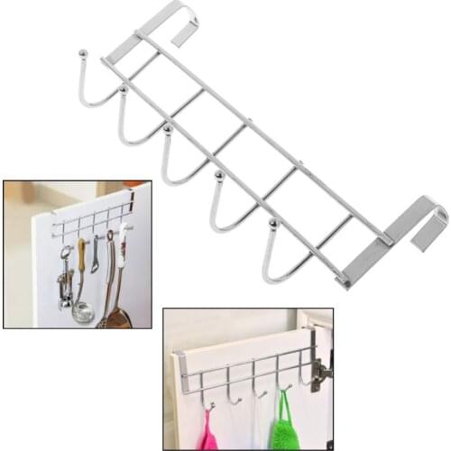 5 Hooks Over Door Clothing Hanger Rack Cabinet Door Loop Holder Shelf For Home Bathroom Kitchen