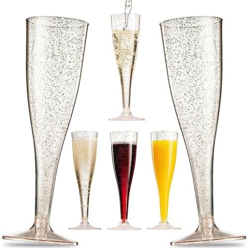 5Pcs Plastic Disposable Wine Goblet Outdoor Party Beer Juice Drink Champagne Cup For Parties Gift Box Wine Decoration Cups