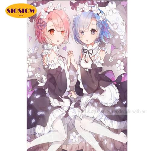 5d DIY Posters Diamond Embroidery Re:Life In A Different World From Zero Rem Ram Diamond Painting Cross Stitch Kit Decor Bedroom