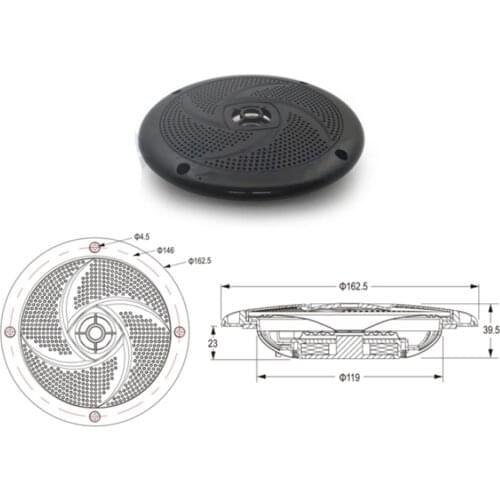 6.5 Inch Waterproof Marine Boat Audio Stereo Speakers Round Flush