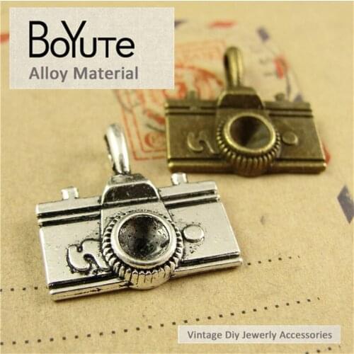 BoYuTe (40 Pieces/Lot) 22*21*4MM Antique Bronze Silver Plated Camera Pendant for Jewelry Accessories Wholesale