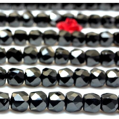 Natural Black Spinel Faceted Cube Loose Beads Wholesale Gemstone Semi Precious Stone Bracelet Necklace Diy Jewelry Making Design