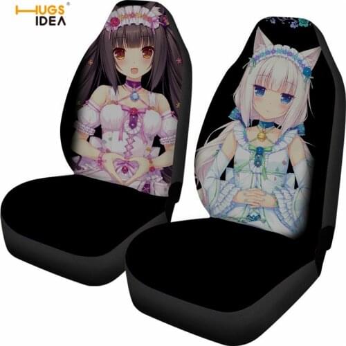 Anime Nekopara Car Seat Covers Black Front Seat Set of 2 Durable Washable Auto Seat Covers Universal Full Seat Protection