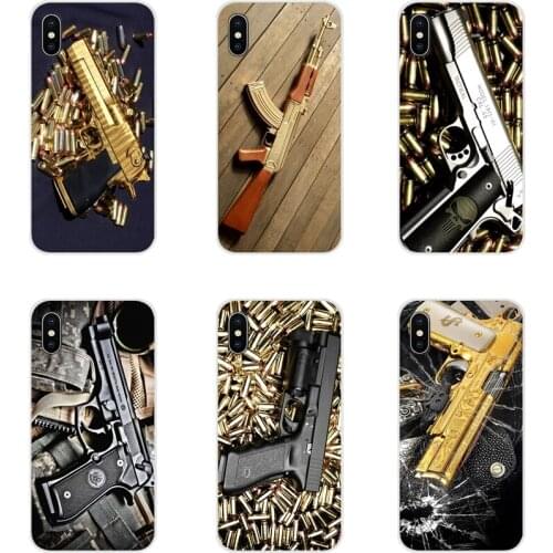 Golden Gun AK47 Bullet Handgun Transparent Soft Cases Cover For Xiaomi Redmi Note 3 4 5 6 7 8 Pro Mi Max Mix 2 3 2S Pocophone F1