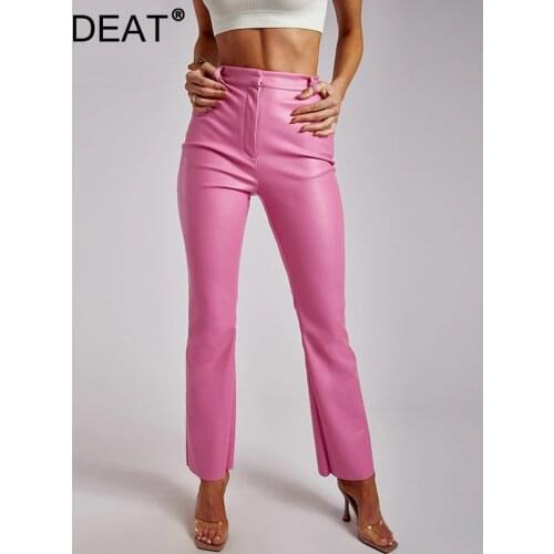 DEAT Women's Leather Pants