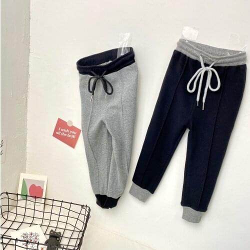 2021 Childrens Pants Mid-waist Kknitted Casual Pants For Boys And Girls Korean Version Of Two-color Wild Trend Cotton Pants