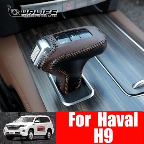 For Haval H9 2017-2021 Car Gear Shift Collars Cover Leather Head Knob Grip Covers Case Accessories Car-styling Decoration Auto