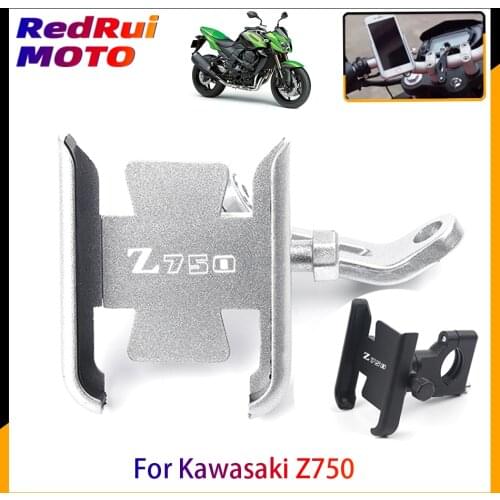 For Kawasaki Z750 Z 750 Motorcycle CNC Aluminum Mobile Phone Holder GPS Navigator Rearview Mirror Handlebar Bracket Accessories