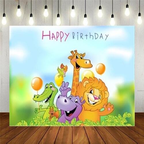 Photo Studio Props Vinyl Photography Backdrop For Kids Birthday Party Decoration Cartoon Animals Festive Background Greeting